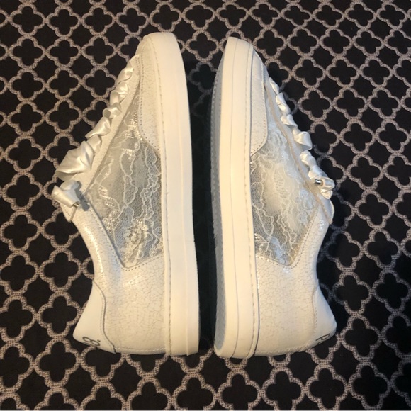 🛑Sold🛑Womens White Lace Sheer Bow Sz 37 /US 7 Italy - Picture 4 of 13